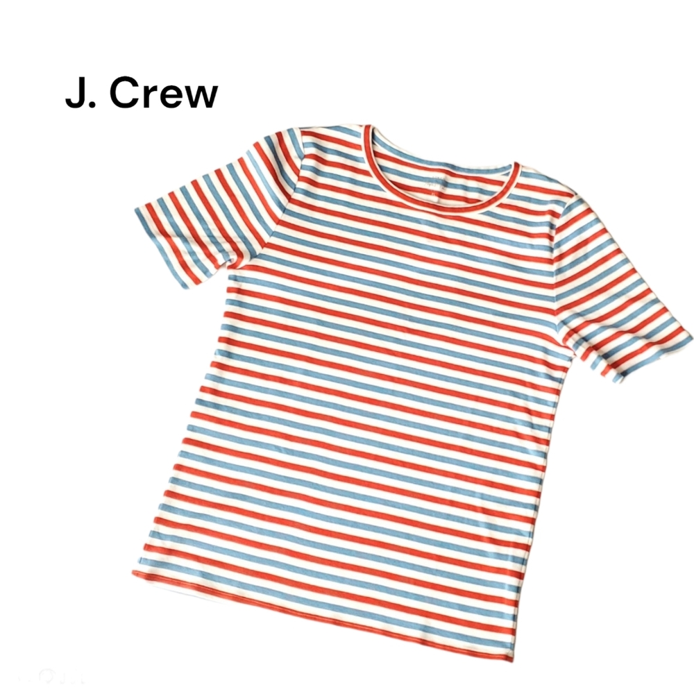 J. Crew Perfect Fit T-Shirt Stripe XL Blue and Red